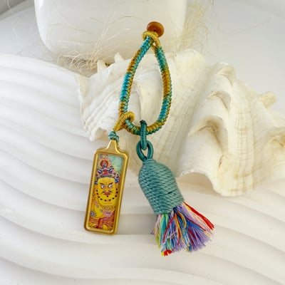 招財/福氣/智慧-《黃財神唐卡吊飾》2