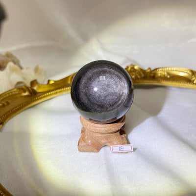 高閃光天然銀曜球擺件6