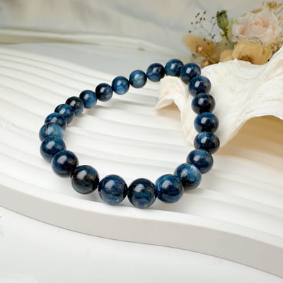 心靈力量/財富豐盈-《8mm藍晶石素圈手鍊》3