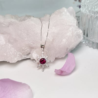 紫紅石榴石太陽項鍊6