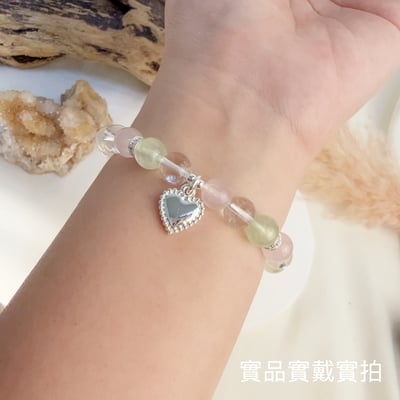 事業/貴人緣-《葡萄石粉晶白水晶愛心手鍊》5