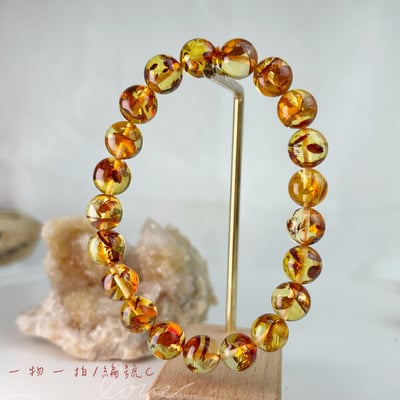 擋煞招財/天然琥珀-《8mm黃金花珀琥珀手鍊》5