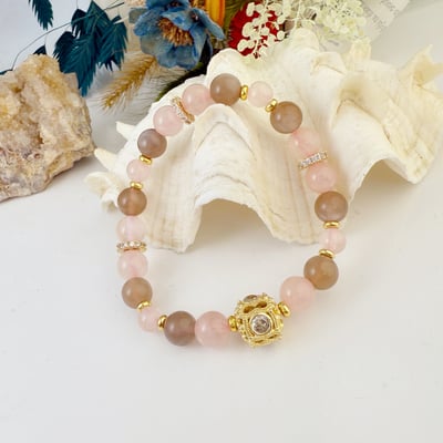 運勢/正能量/人緣-《奶茶月光粉晶手鍊》2