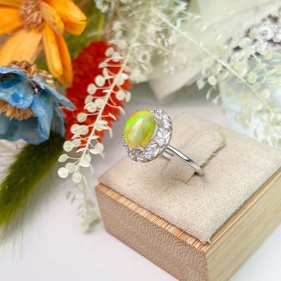 火光遊彩/透體料-《高遊彩水晶黃蛋白石戒指》3