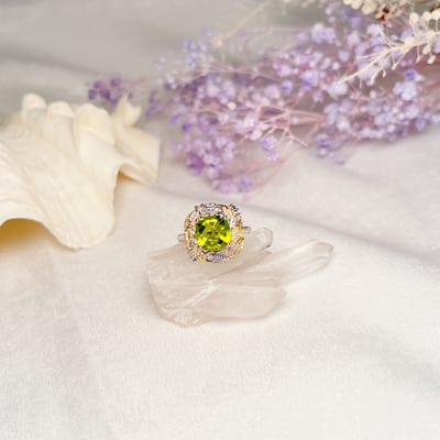 彩色鑲鑽橄欖石戒指2