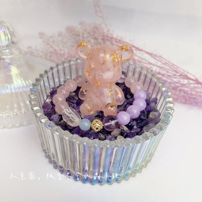 淨化消磁-《粉晶金箔小熊水晶淨化盒》4