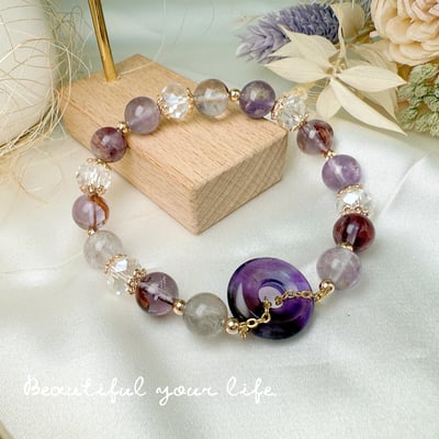 平安淨心/貴人事業-《紫晶平安扣紫幽靈手鍊》4