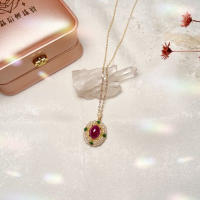 巴洛克蛋面紅寶項鍊3