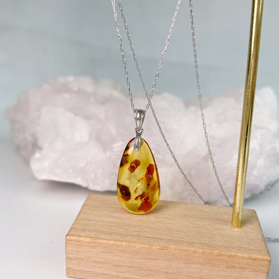 黃金花珀琥珀項鍊-82