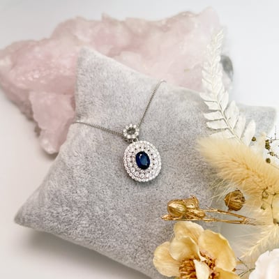 無燒/高貴/藍寶石-《層次滿鑽藍寶石項鍊》4