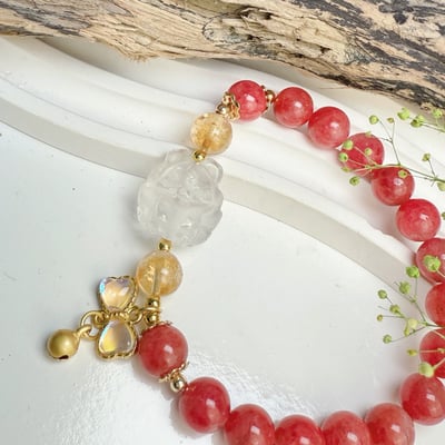 運勢/招財/貴人-《白水晶九尾狐薔薇輝石手鍊》2