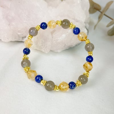 黃水晶·青金·拉長能量手鍊2
