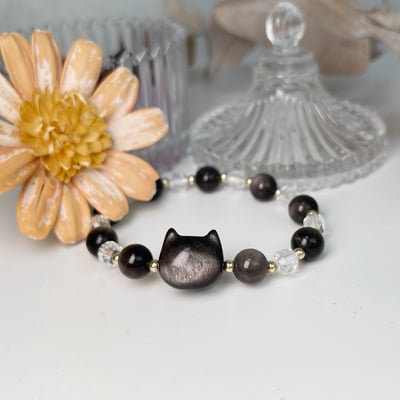 避邪/平安/招財-《銀曜貓咪白水晶手鍊》5