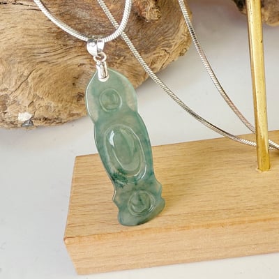 平安吉祥/心靈安定-《冰油青緬甸玉觀音項鍊》6