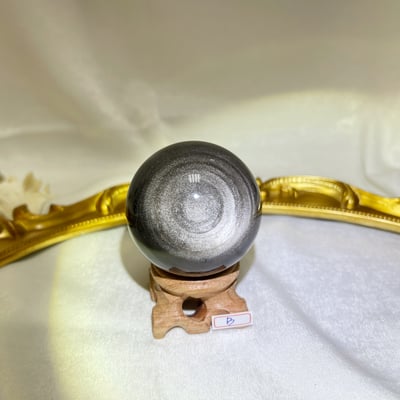 高閃光天然銀曜球擺件3