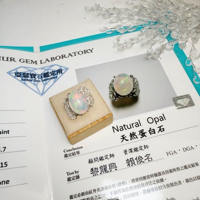 高韻光遊彩/透體料-《頂級高光遊彩蛋白石珠寶戒指》6