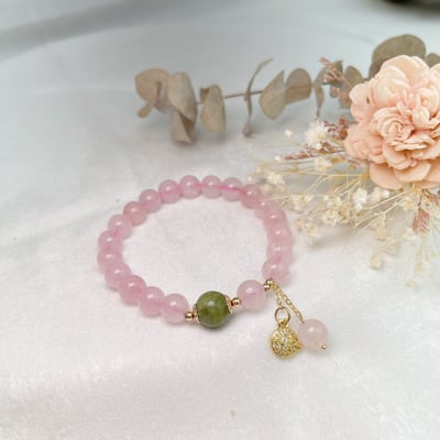 設計款-啾咪碧玉粉晶手鍊2