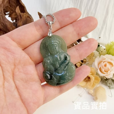 吉祥平安/玉觀音-《緬甸玉油青翡翠觀音項鍊》7