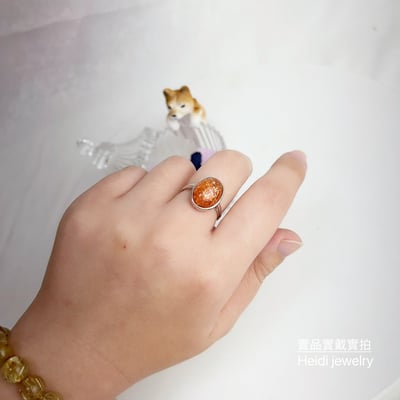 正能量/氣場強大/招財-《星光閃金太陽蛋面戒指》6