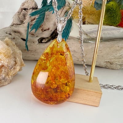 避邪擋煞/招財納福-《滿花黃金花珀琥珀項鍊》4