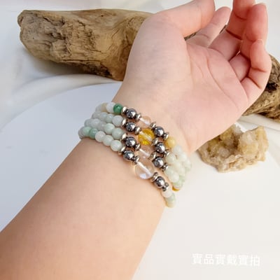 健康/平安/能量-《白水晶鈦赫茲緬甸玉108手鍊》6