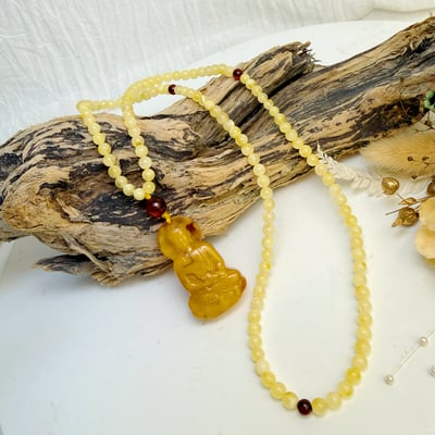 辟邪去災/招財納福-《老礦蜜蠟釋迦摩尼佛琥珀項鍊》4