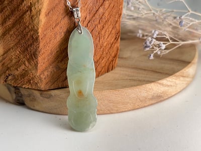 平安吉祥/心靈安定-《滿綠紅翡飄花玉觀音項鍊》4