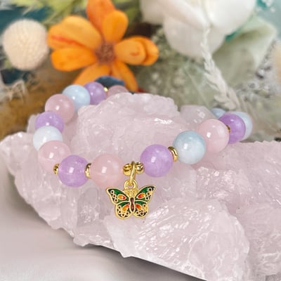 思緒清晰/貴人運-《粉晶·紫晶·海藍寶蝴蝶水晶手鍊》4