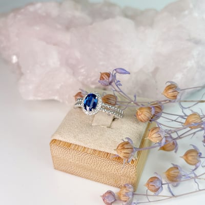 色澤濃郁/收藏級-《藍晶石雙排珠設計戒指》5