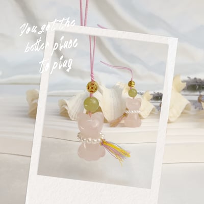 人緣/桃花/招財-《粉晶站立貓咪吊飾》5