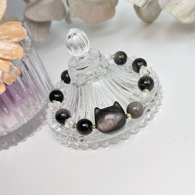 避邪/平安/招財-《銀曜貓咪白水晶手鍊》3