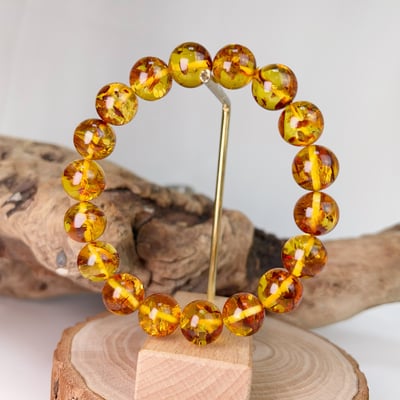 收藏級/天然琥珀-《11.5mm黃金花珀/琥珀手珠》5
