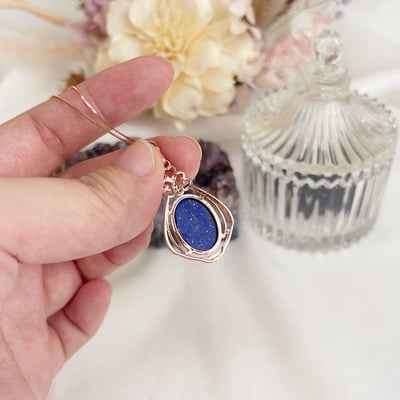 蛋面青金石玫瑰金項鍊6