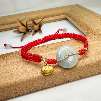 太歲年擋煞/開運-《福氣鎖片平安扣紅繩手鍊》2
