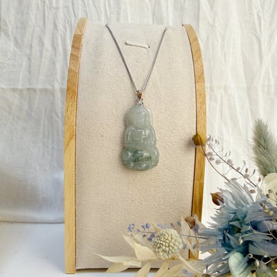 平安/吉祥/靜心-《冰糯種飄花觀音項鍊》1