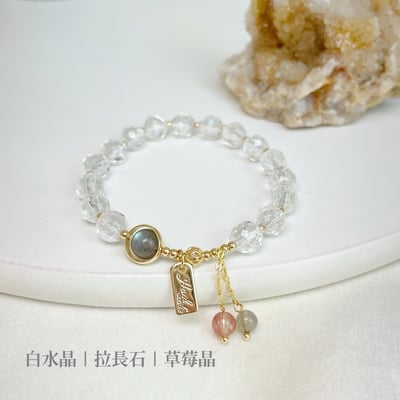 除穢/化煞/健康-《鑽石切割面白水晶手鍊》3