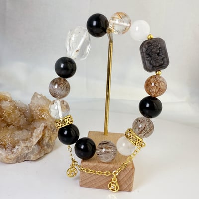 擋煞/招財-《黑金超水晶金鍊手鍊》5