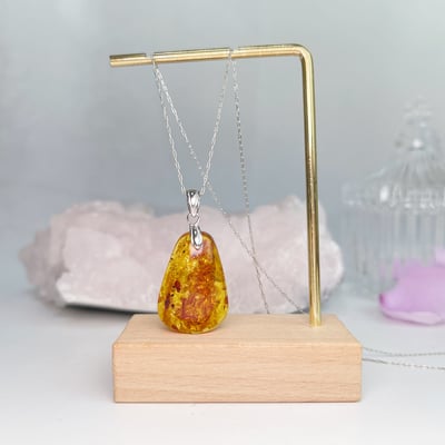 黃金花珀琥珀項鍊-11