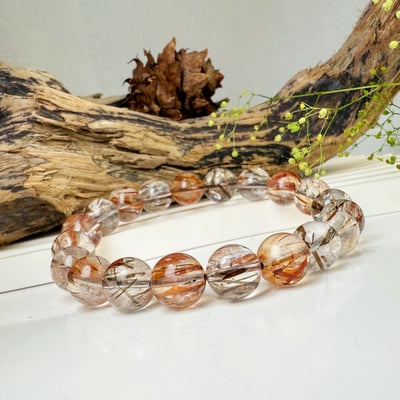 擋煞/招財-《10mm黑金超七素圈手鍊》2