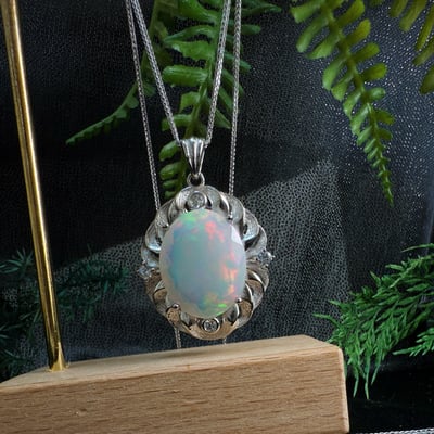 高韻光遊彩/透體料-《頂級高光遊彩蛋白石珠寶項鍊》橢圓切割5