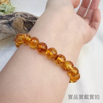 擋煞招財/天然琥珀-《8mm黃金花珀琥珀手鍊》6