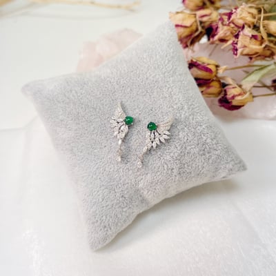 天使翅膀綠翡翠耳環5