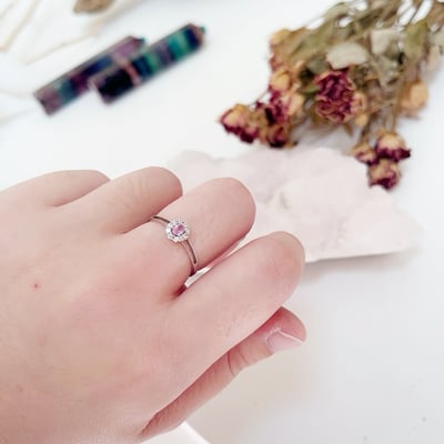 時尚雙層粉剛玉戒指5