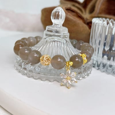 設計款-天然橙灰月光石手鍊2