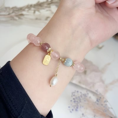 草莓粉晶·海藍寶手鍊5