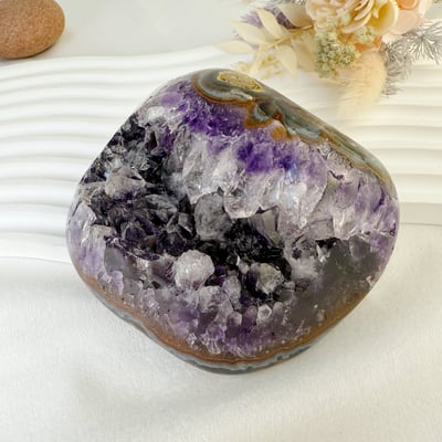 聚財聚氣/淨化磁場-《開口笑原礦紫晶鎮擺件》6