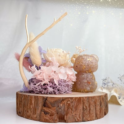 貴人/桃花/轉運招財-《粉晶熊招財樹聚寶盆花藝擺件》4