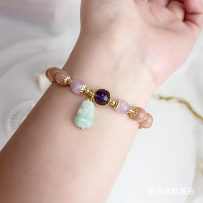 招財/平安/正能量-《玉貔貅橙月光石手鍊》6