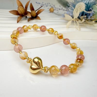 幸福能量-《愛心珠草莓黃水晶手鍊》4