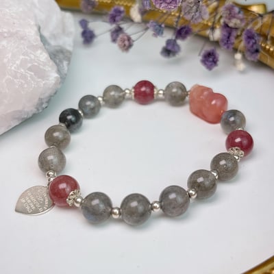 消除負能量/招財護主-《草莓拉長石·鹽源貔貅手鍊》5